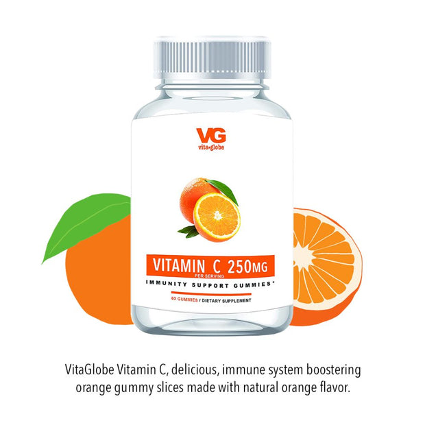 Vita Globe Vitamin C Gummy Vitamins made with natural orange flavor