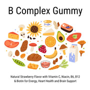 Vita Globe Vitamin B Complex Gummies in strawberry with vitamin c, niacin, b6, b12 and biotin.