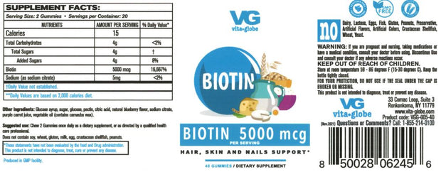 Vita globe biotin  supplement facts