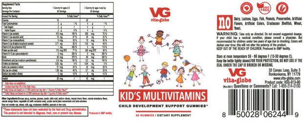 Vita Globe Kid's Gummy Multivitamin supplement facts