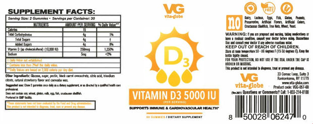 Vita Globe Vitamins D3 Supplement Facts